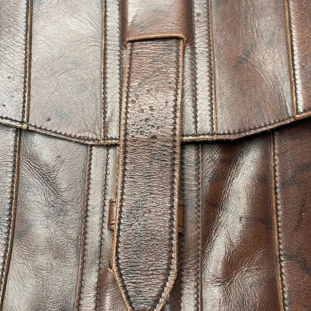 vintage distressed brown leather briefcase portfolio bag